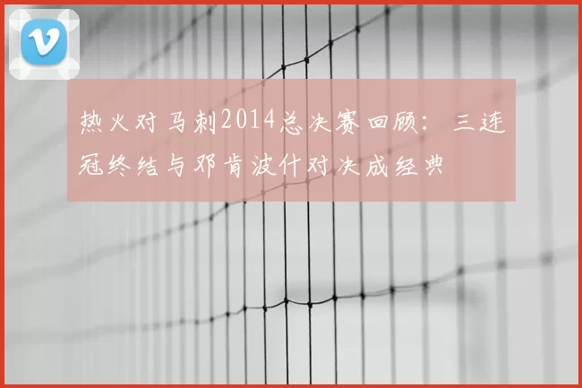 热火对马刺2014总决赛回顾：三连冠终结与邓肯波什对决成经典